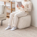 Pouf Ottoman - Cotton-Blend Upholstery with Firm EPP Bead Filling - Footrest or Extra Seating for Living Room