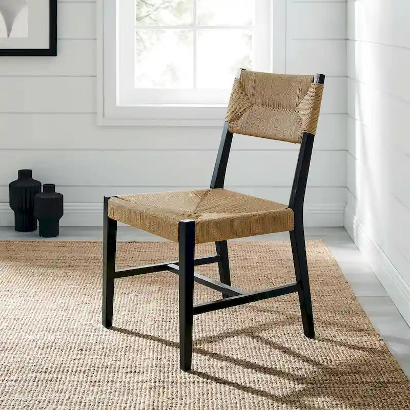 Coastal Woven Paper Rope Wood Dining Chair