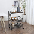 24 3-Tier Rolling Kitchen Cart, Utility Storage Trolley with 2 Basket Drawers, Side Hooks for Dining Room