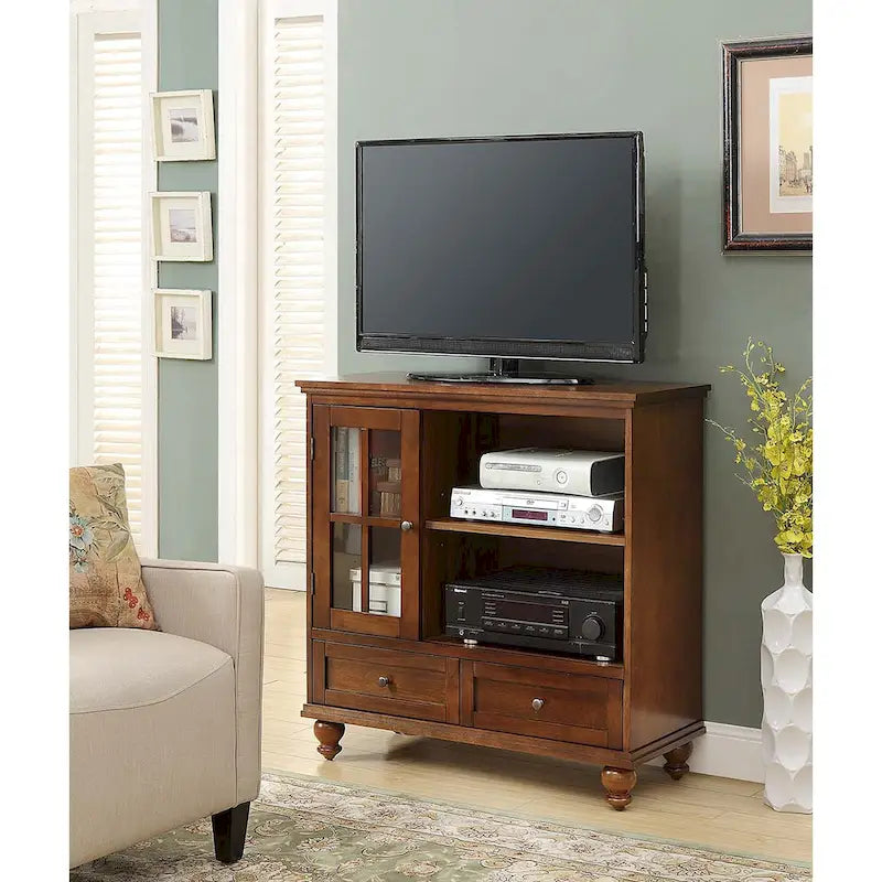 Highboy 40 2 Drawer TV Stand with Storage Cabinet and Shelves