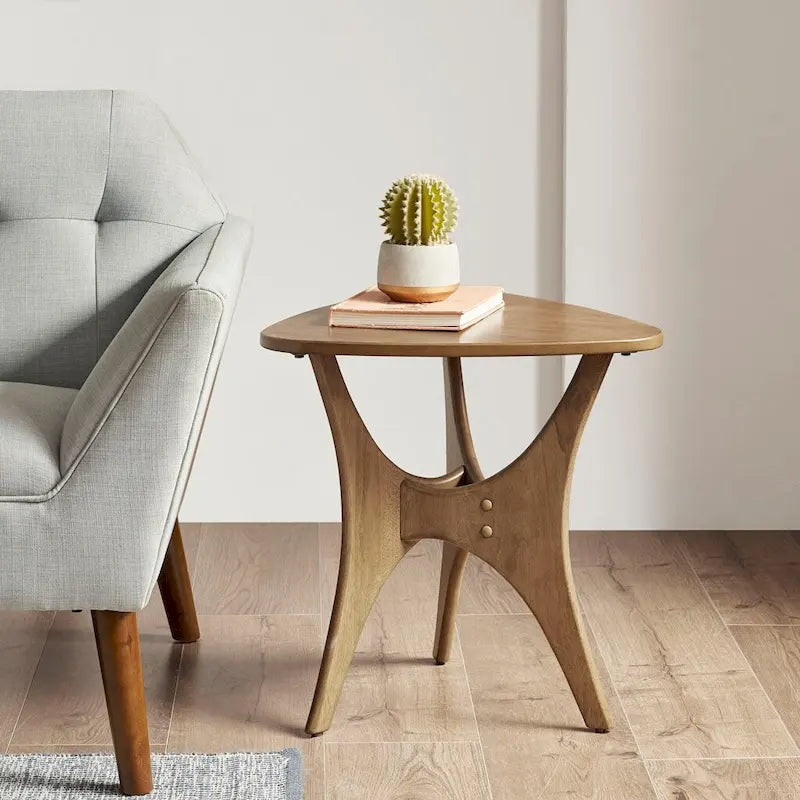 Modern Triangle Wood Side Table Living Room