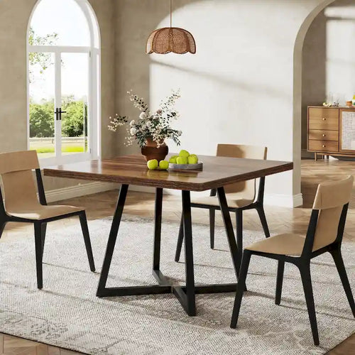 31.5 Square Dining Table for 4 with Metal Base for Dining Room