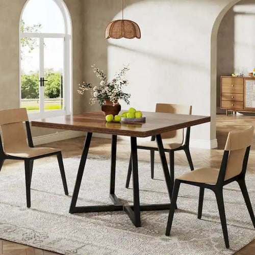 31.5 Square Dining Table for 4 with Metal Base for Dining Room