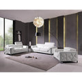 89 White Leather Sofa with Silver Legs - 35 H x 89 W x 43 D