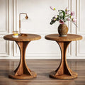 Round End Side Table for Living Room, Wood Small Sofa Chair Side Table, Easy Assembly